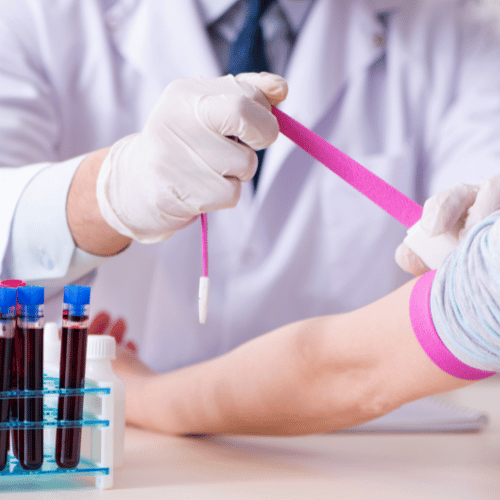 Patient during Blood Test prior surgery