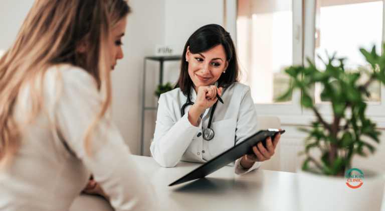 Smiling doctor consulting her patient about HMPV