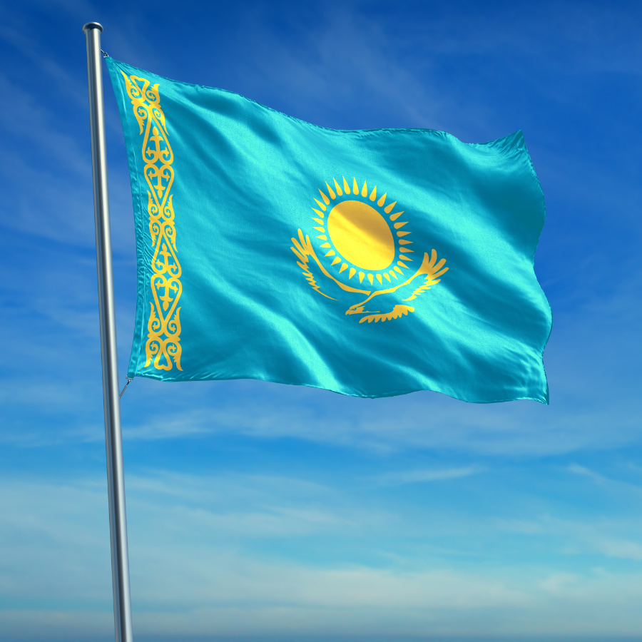 Kazakhstan flag waving